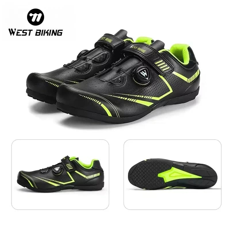 WEST BIKING MTB ciclismo Sneaker allacciatura rotante regolabile bici da strada scarpe piatte antiscivolo scarpe sportive professionali all'aperto