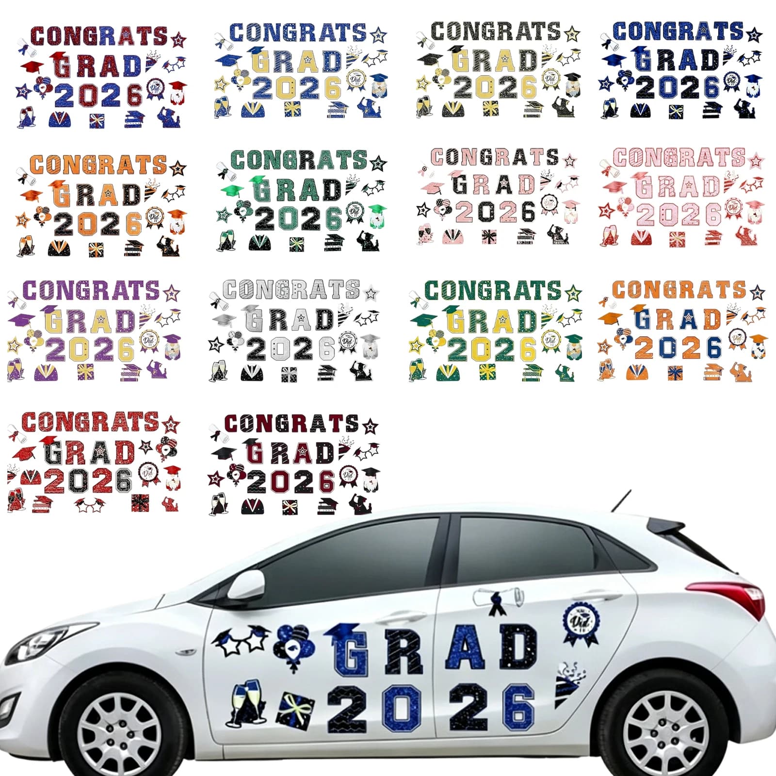 Hot-selling 30pcs/set Graduation Car Magnets Senior Graduation Car Decor Bumper Sticker Congrats Grad Magnet Magnetic