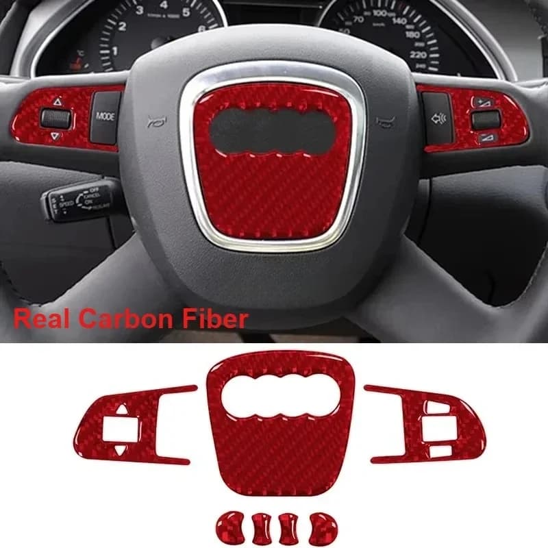 1SET Anello Volante Dell'automobile Trim Copertura Adesiva In Fibra di Carbonio Per Audi A4 B8 8K A6 C6 4F Q5 8R Q7 4L A3 Accessori Auto