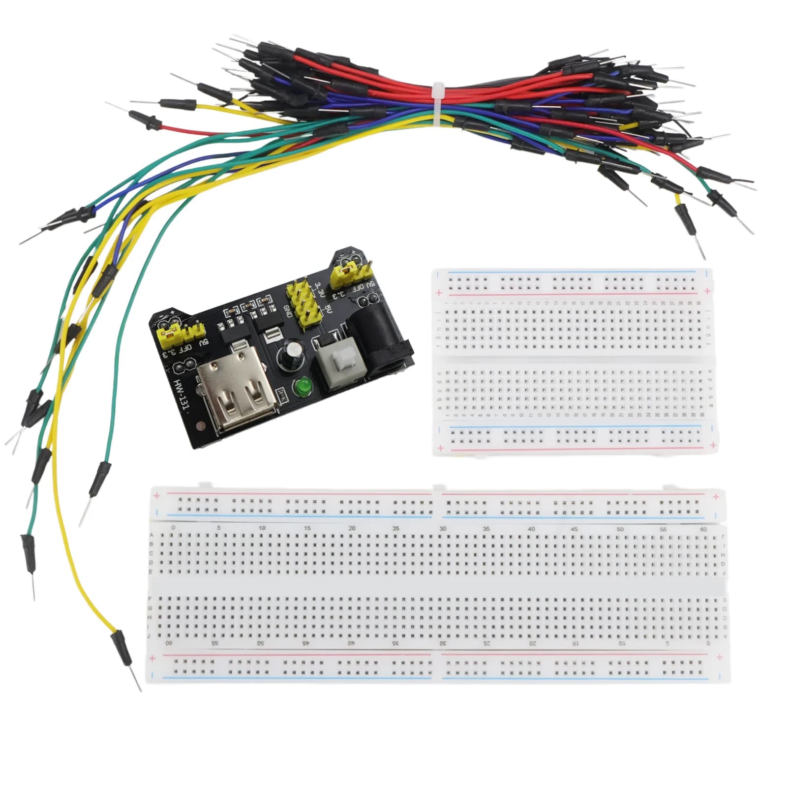 Kit Breadboard Senza Saldatura, Set Scheda Prototipo 400/830 Punti, Modulo di Alimentazione 3.3V 5V, 65 Cavi Jumper, MB102 Flessibile per Arduino DIY