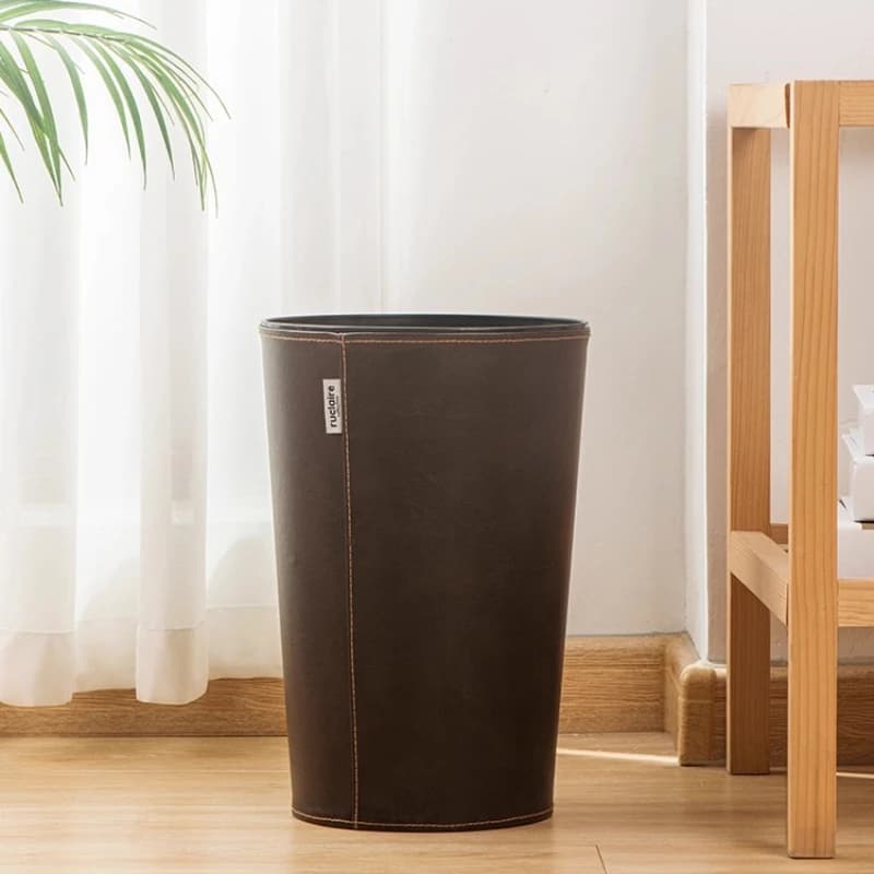 Pattumiera in pelle di lusso giapponese Pattumiera per rifiuti da ufficio di fascia alta Contenitore per rifiuti domestico creativo per camera da letto