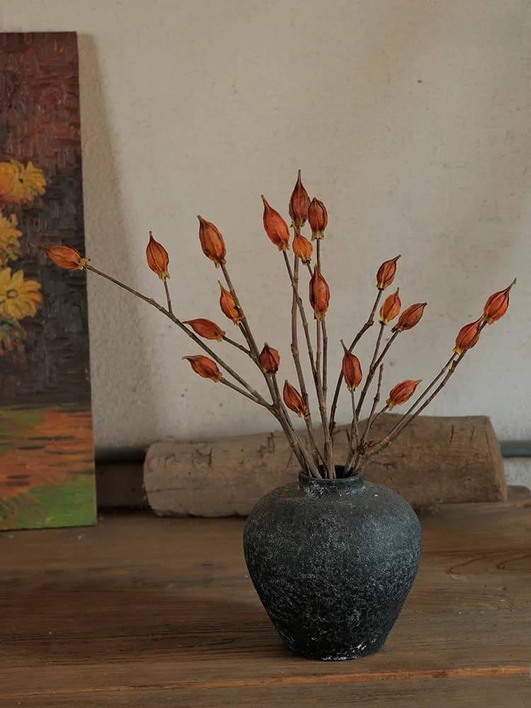 Fiori Secchi di Biancospino Arancione-Rosso, Ornamenti Decorativi per la Casa, Composizioni Floreali per Bouquet e Vasi