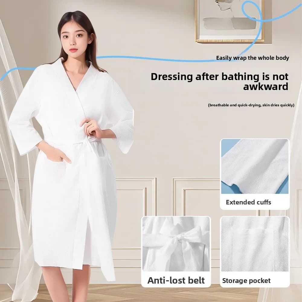 Disposable Bathrobe Travel Bathrobe Pajamas Hotel Enlarged Thickened Bath Absorbent Nightgown Travel
