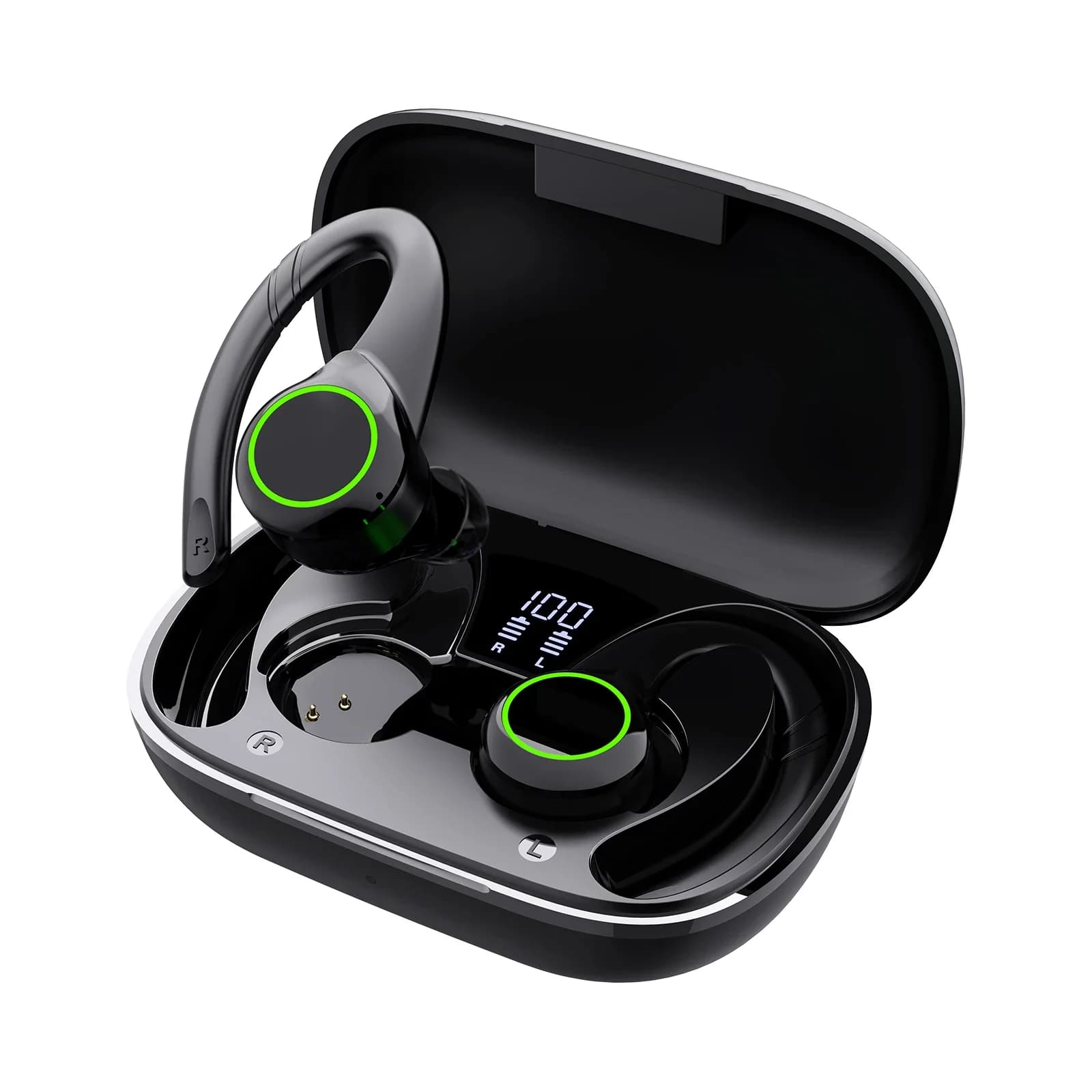 U5 TWS auricolare Bluetooth Wireless Display a LED gancio per l'orecchio auricolari per giocatori sportivi con microfono auricolari Bluetooth con cancellazione del rumore 5.3