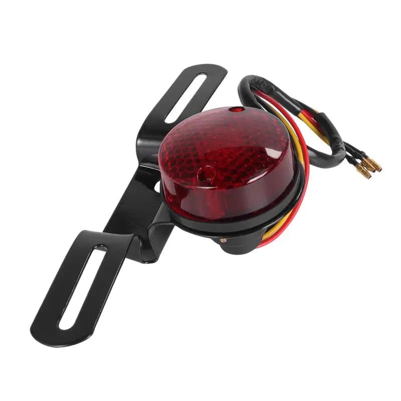 Vintage Motorcycle Tail Light LED Rear Brake Lamp 12V with License Plate Bracket Modified Custom for Cruiser Dirt Bike