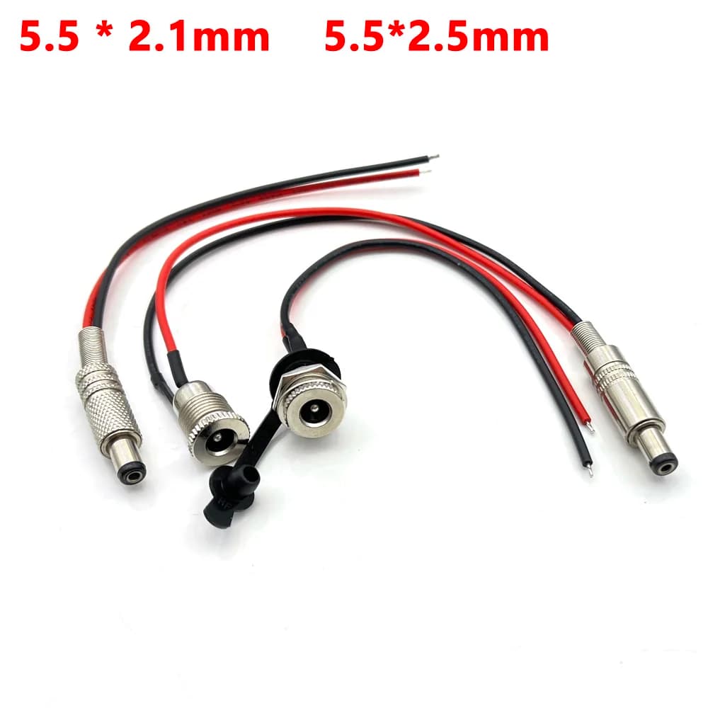 5.5x2.1 5.5*2.5mm Metal DC-099 DC Power Supply Threaded Charge Holder Female Jack Panel Mount Connector with Waterproof Cap