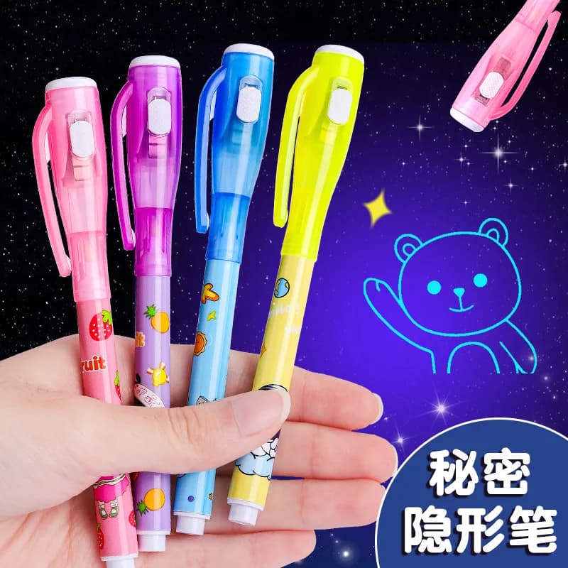 Penna Luminosa Magica con Luce UV, Evidenziatore Invisibile, Pennarelli con Inchiostro Fluorescente, Giocattolo Educativo per Bambini