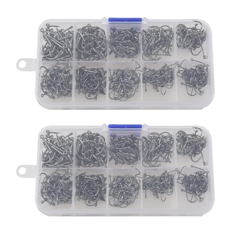 A61P 1000 pieces fishing hooks with hole box for fishing gear 10 size carbon steel