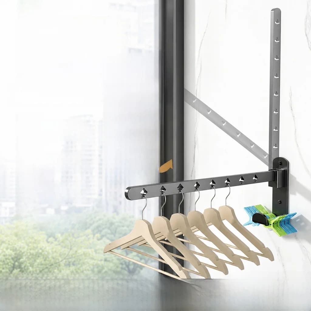 Invisible Wall-Mounted Clothes Hanger Multi-Functional Retractable Stainless Steel Clothes Drying Rack for Balcony Bedroom Ba...