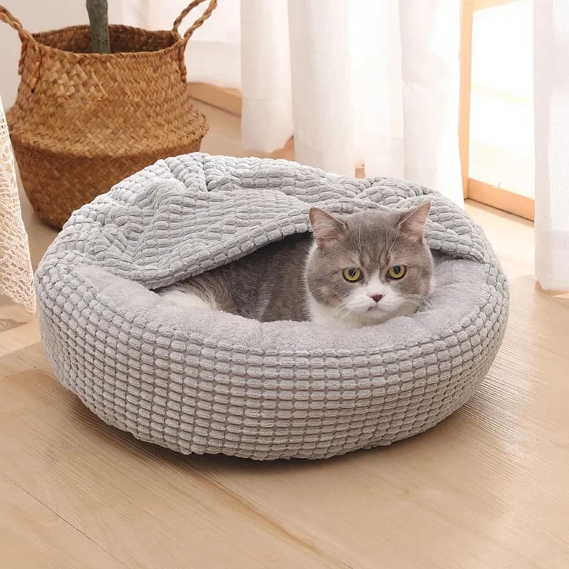 Letto rotondo per animali domestici per cani, gatti, cuccioli, tappetino caldo, coperte invernali, letto per cani soffice e ortopedico antistress, adatto per l'inverno