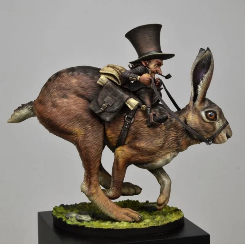 54mm Resin Figure Model Kit GK miniatura statua nano postino con lepre non assemblato e non verniciato spedizione gratuita Diorama giocattoli fai da te
