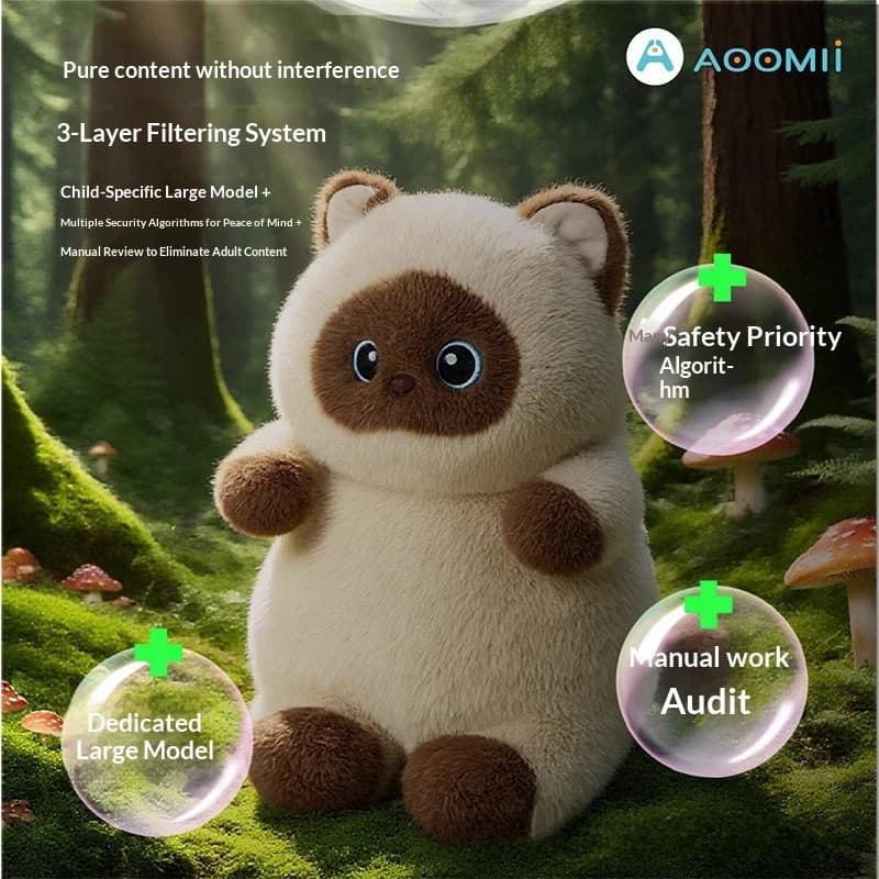Peluche Gatto Siamese Aoomii Interattivo con Suoni, Reazione Emotiva, Coda che Si Agita e Mioia - Compagno per Bambini