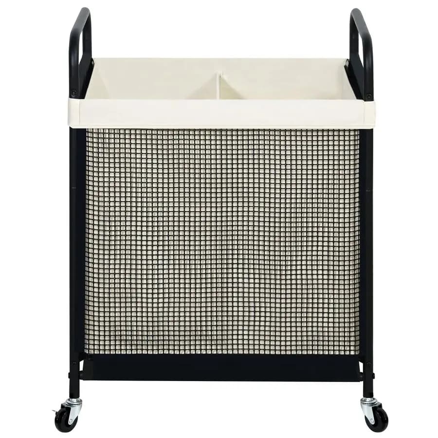 Basket for 2 parts, Carrello Portabiancheria da 100L con Ruote e Sacca Rimovibile e Lavabile, Cesto Portabiancheria con Ruote