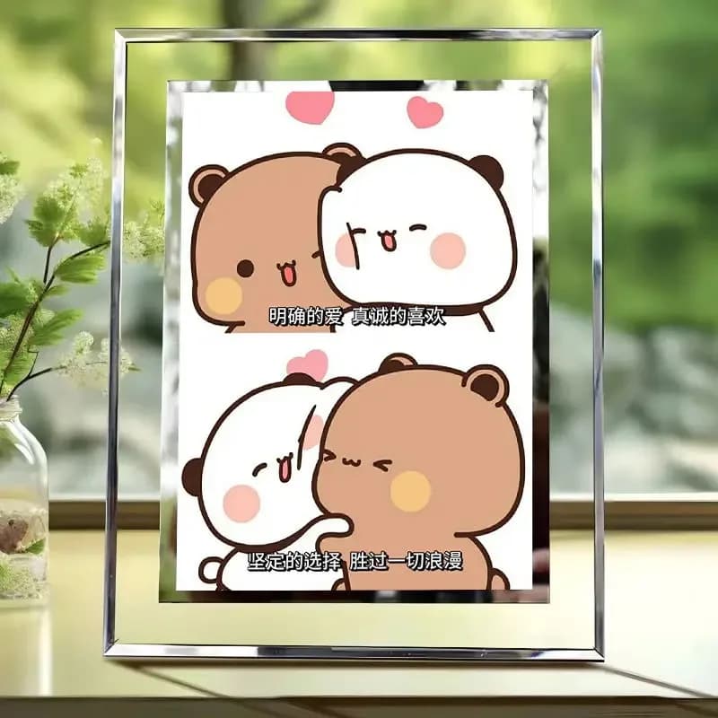 New Bubu Dudu Crystal Glass Photo Frame Ornaments 10X15cmmA4 Photo Frame Room Decoration with Cute Memorial Gift for Bubu Photo