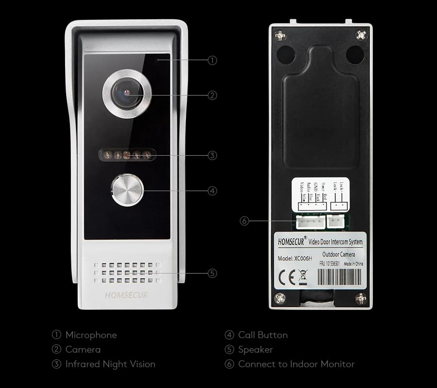 (Not Standalone) HOMSECUR M6-AHD 2MP 1080P Doorbell Camera For XSL Video Door Phone Intercom Doorbell