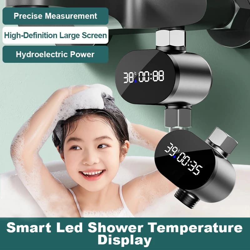 Soffione Doccia Intelligente con Display della Temperatura, Termometro da Bagno, Monitoraggio in Tempo Reale, Sicuro Anti-Scottatura, Risparmio Idrico, Accessori per Doccia