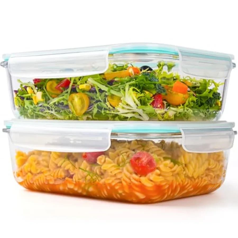 Set di 2 Contenitori in Vetro per Alimenti da 9,8 Tazze/78 Oz con Coperchi Ermetici - Senza BPA