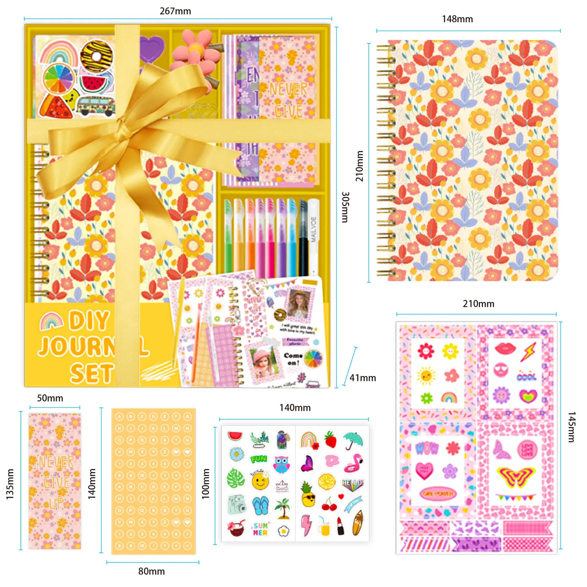 DIY Floral Scrapbook Set Birthday Gift for Girl Child Journal Kit Creative