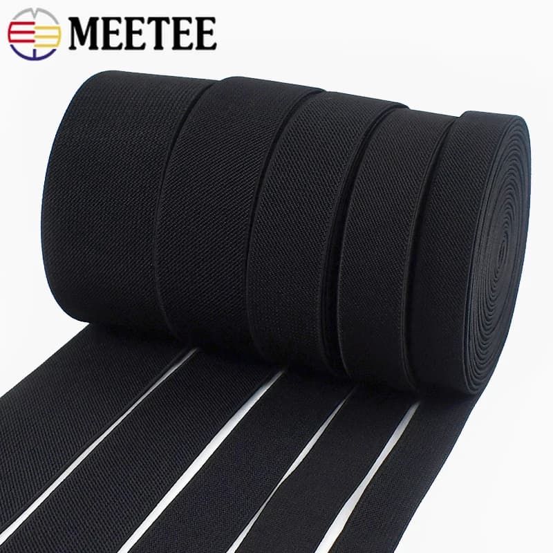 2-5M Meetee 10-80mm Black Nylon Elastic Band Underwear Wasitband Stretch Ribbon Bands Rubber Webbing Tape DIY Sewing Accessories