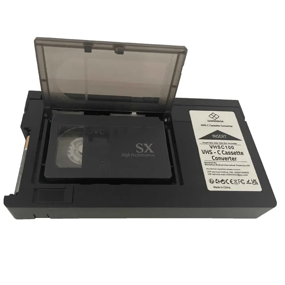 Adattatore per cassette VHS-C, batterie non incluse, convertitore per cassette VHS-C, nero, facile da usare