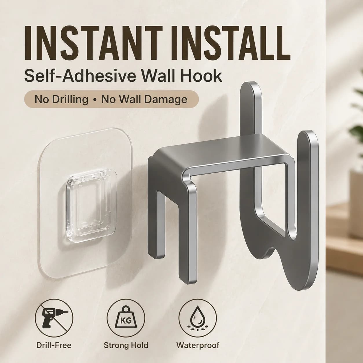 Hook Design Wall Hanging Footwear Organizer, Punch-Free Drainage Structure Slipper Rack for Rental Apartment Bathroom Balcony