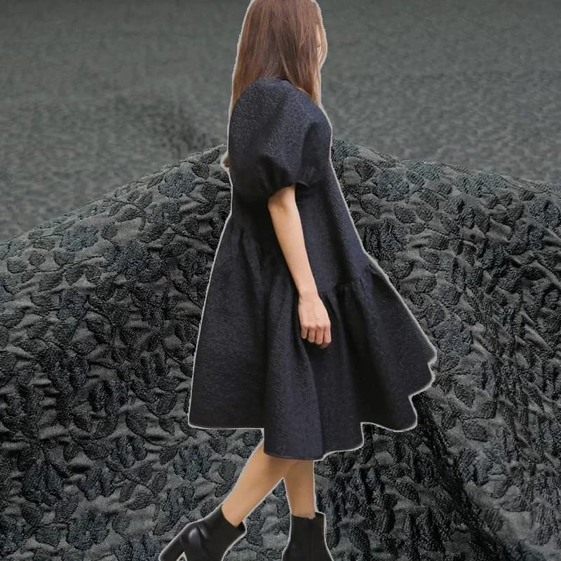 Bubble Jacquard Dark Pattern Fabric Windbreaker Dress Suit Brocade Imported Brand Clothing Cloth Diy Sewing Material Per Meter