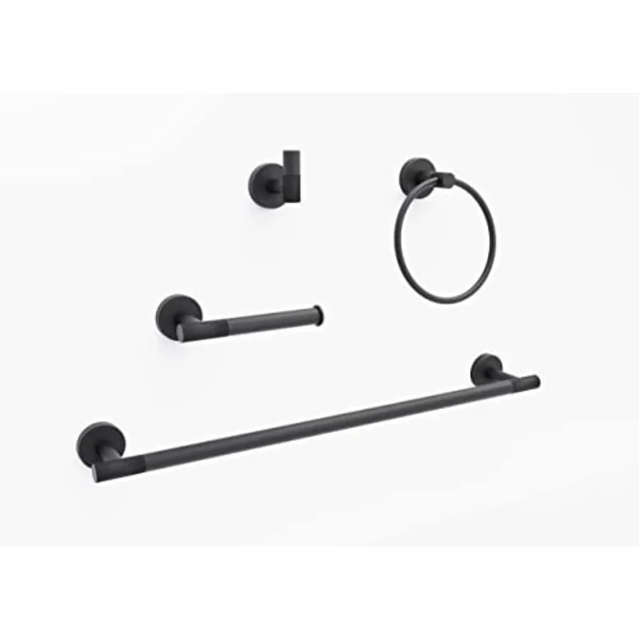 Set di Accessori per Bagno Marmolux 4 Pezzi - Acciaio Inossidabile SUS304 Nero Opaco Zigrinato - Include Portasciugamani e Portarotolo