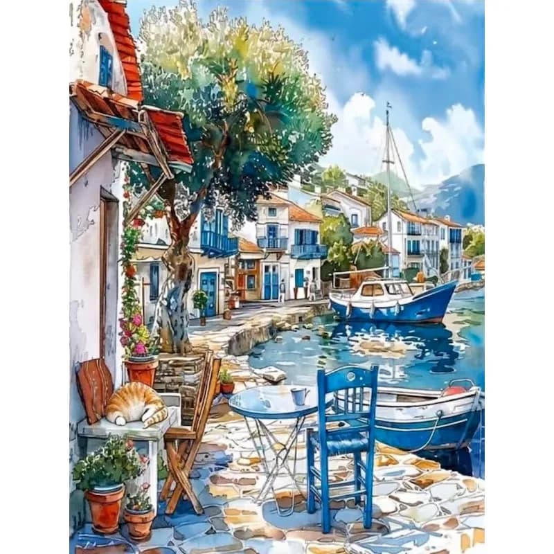 Diamond Painting Seaside Town Landscape Full Round/Square Diamonds Mosaic Handmade Art Exquisite Gift Home Decor