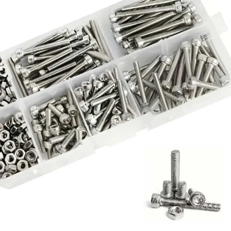 150 pezzi/scatola M3 X 8 mm, 12 mm, 16 mm, 20 mm, 25 mm Viti a esagono incassato, bulloni, dadi, acciaio inossidabile 304