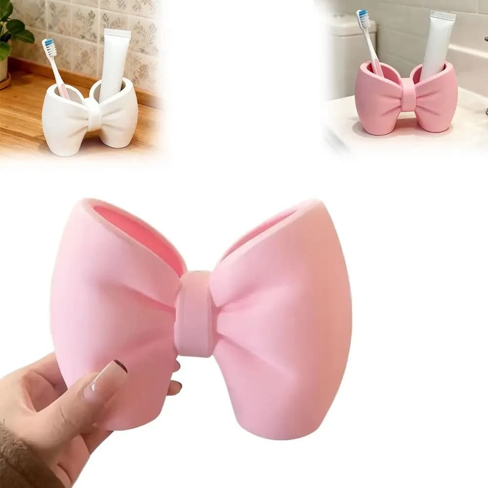Nuovo Portaspazzolino 3D Stampato a Forma di Fiocco, Portapenne Multifunzionale Leggero, Organizzatore da Scrivania
