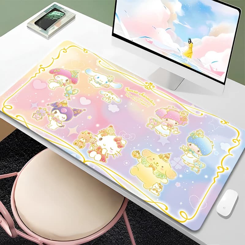 Tappetino per mouse grande Hello Kitty per ufficio e gaming, tappetino per mouse da computer Kuromi, accessori per tablet, tappetino per tastiera Varmilo, tappetino per mouse kawaii