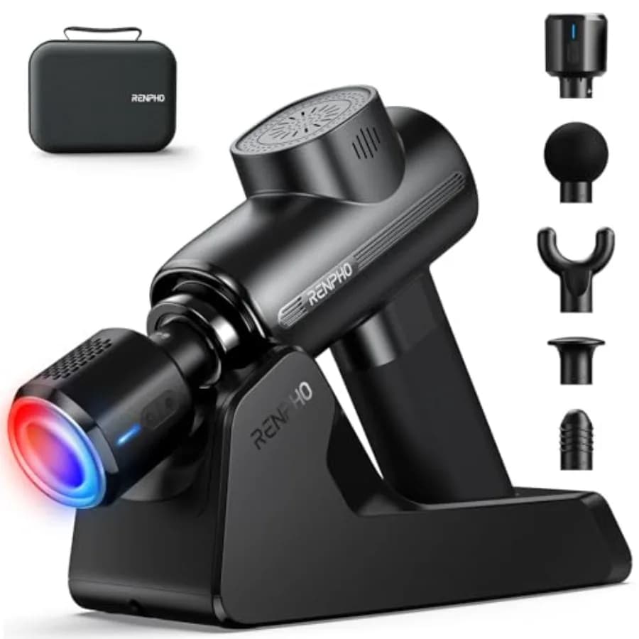 Active Thermocool Massage Gun with Charging Base, Back Massage with Hot and Cold Heads, Percussion Massage for Muscles