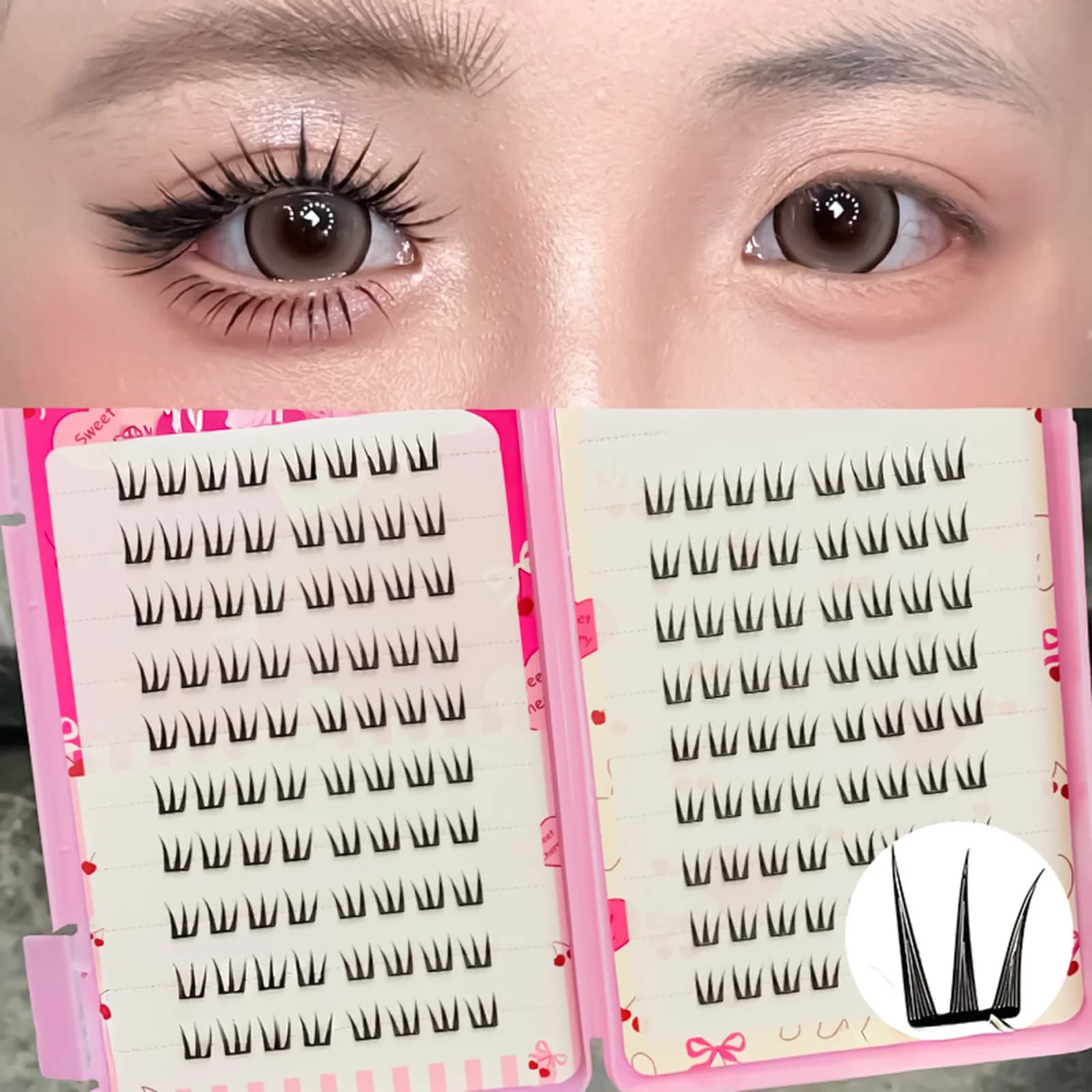 20 rows of self-adhesive eyelashes to bunch without glue needed segmented eyelashes diy extension eyelashes individual women girls beauty tools
