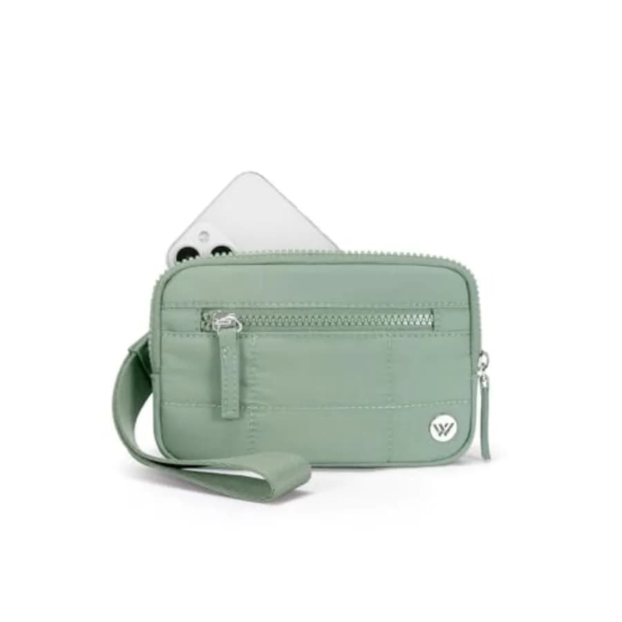 Portafogli da polso WESTBRONCO per donna, portafoglio per telefono in nylon trapuntato con blocco RFID, porta carte per viaggi e uso quotidiano