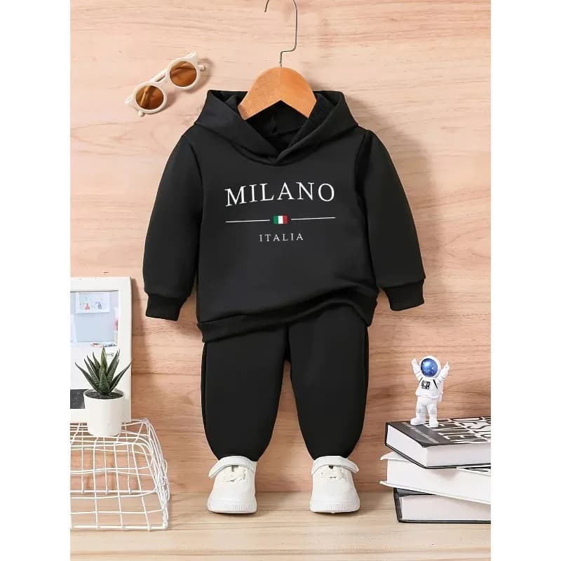 Autumn Cartoon Print Simple Children's Set Boy Girl Pant Suit Hoodies 2pcs Set Casual Fashion Tracksuit