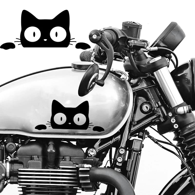 Peeking Cat Animal Motorcycle Stickers for Fuel Tank Racing Helmet Windshield Scooter Body Cute Sunscreen Decals Pegatinas Moto