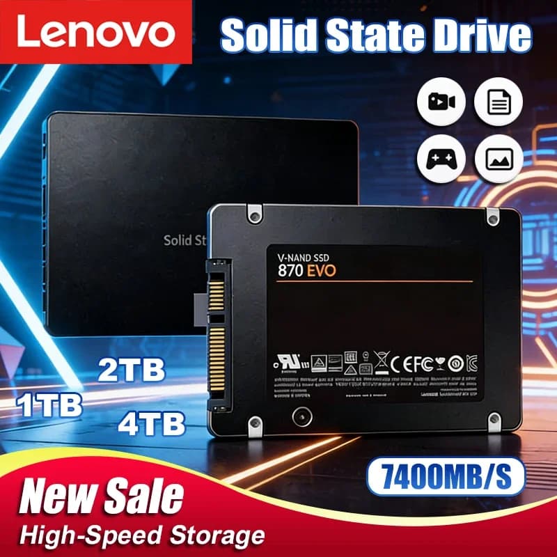 Disco a Stato Solido Lenovo SSD 870 EVO 1TB/2TB/4TB, Disco Rigido Interno SATA3 da 2,5 Pollici per Laptop, Microcomputer e Desktop