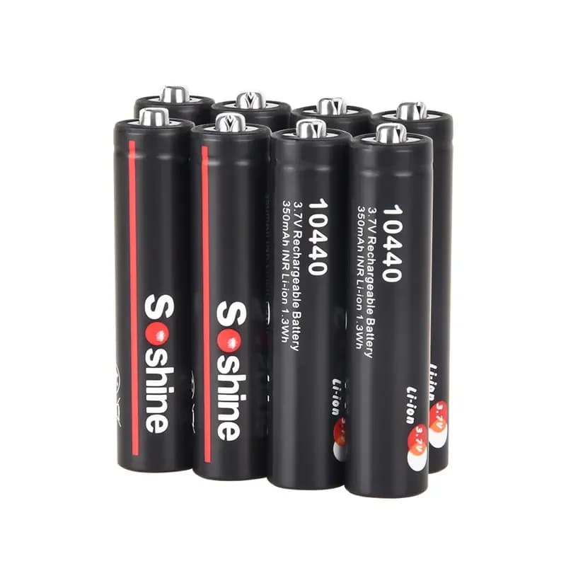 Batterie Ricaricabili Soshine AAA 3.7V 350mAh 10440, Batterie al Litio e NiMH AA AAA LiFePO4 Li-ion 14500 10440 con Caricabatterie