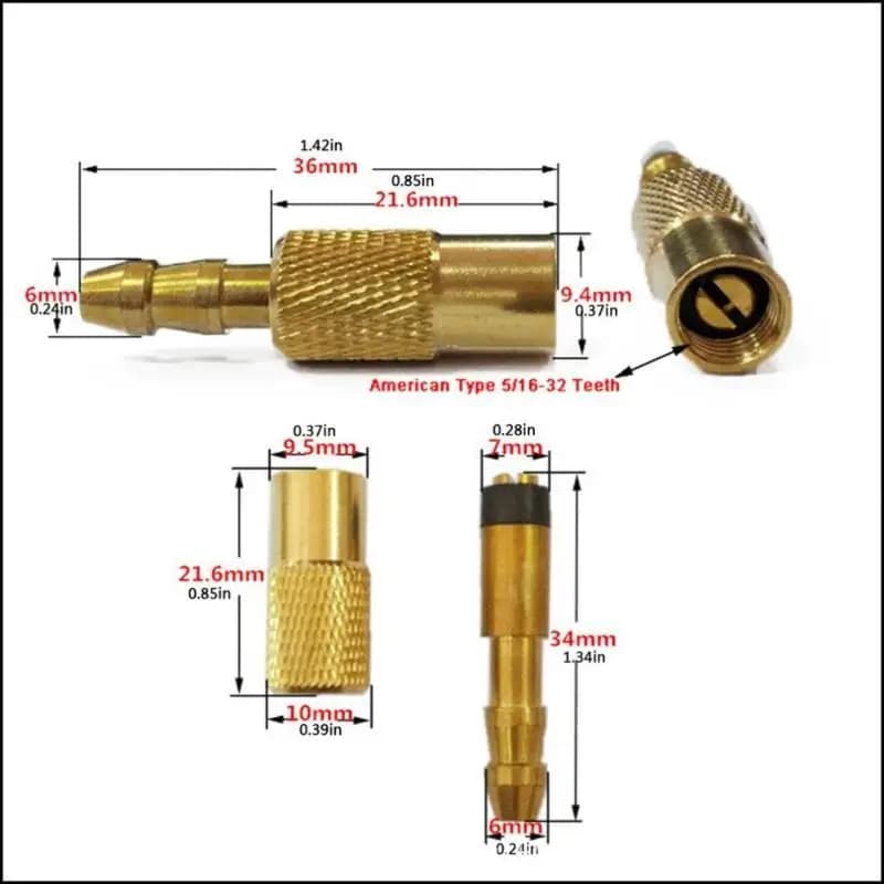 Car Brass 6mm Tire Wheel Hub Air Nozzle Inflator Fit For Valve Stem Clips Tire Repair Tools