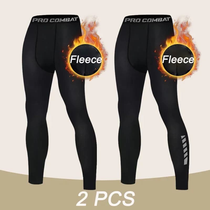 Leggings da Uomo Termici a Compressione (1-2 Pezzi) - Pantaloni Sportivi da Allenamento, Asciugatura Rapida, per Corsa, Fitness, Basket, Jogging, in Pile