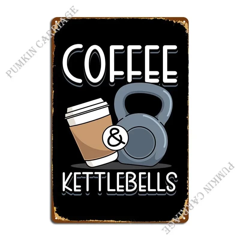 Metal Plates Coffee Kettlebells, Led Designs for Garage, Cinema, Cave, Bar, Poster