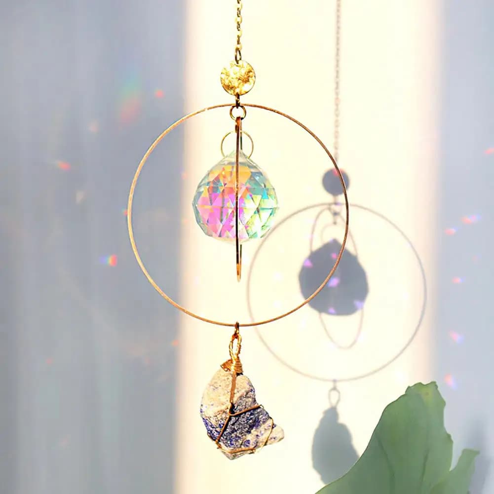 Charming Wind Chimes Prism Sun Catcher Window Decor Rainbow Maker Hanging Ornament Unique Gift for Home Car Garden Balcony Wall