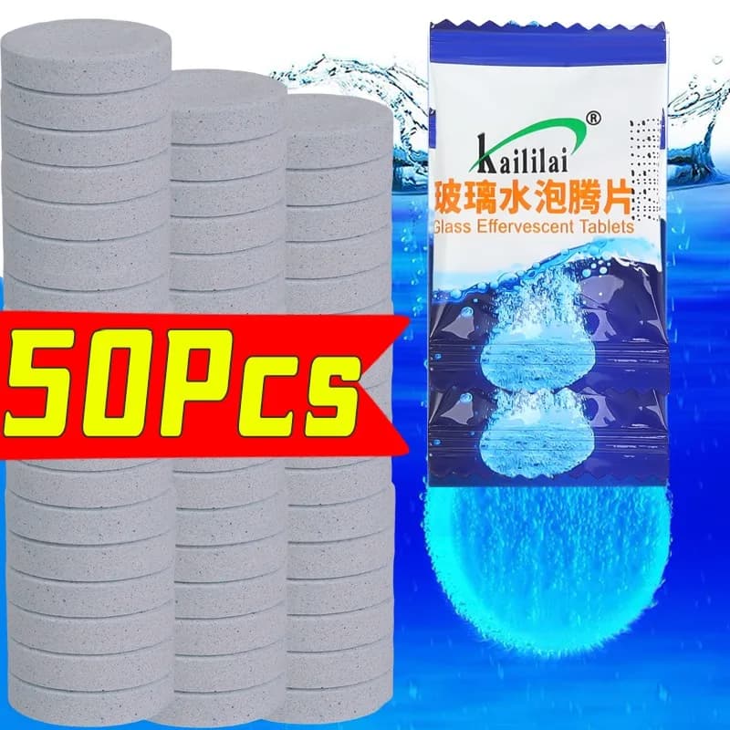 10-50 pezzi compresse effervescenti solide per auto acqua di vetro tergicristallo per auto detergente per vetri acqua solubile per rimuovere lo sporco pulizia ad alta efficienza