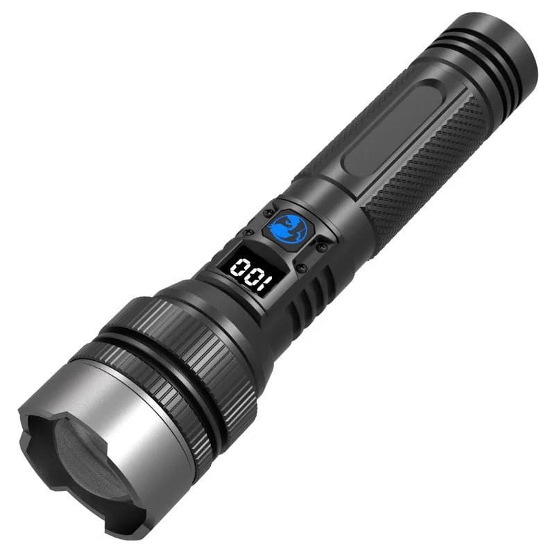 Rechargeable Flashlight Power Bank 2 in 1 - Digital Battery Display, Zoomable IPX4 Waterproof for Camping Emergency