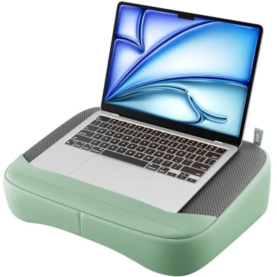 Cuscino per Laptop Traspirante Ultra Leggero con Supporto per Computer e Borsa Portaoggetti con Scomparti