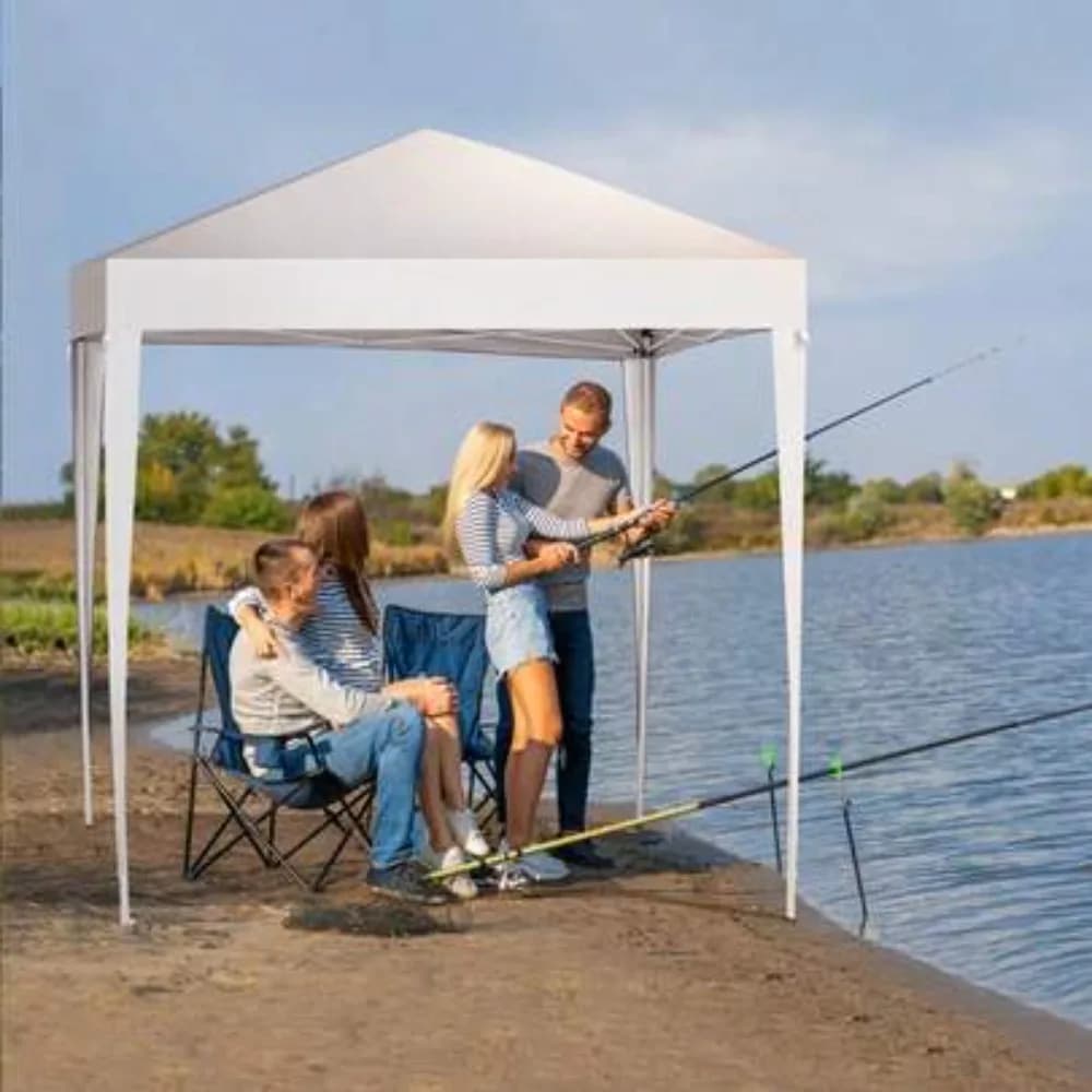 6.5x6.5 ft Pop Up Canopy Tent Outdoor Instant Shelter Foldable Portable Gazebo for Camping Patio Party Beach Sports Tailgating Easy Up with Carry Bag White