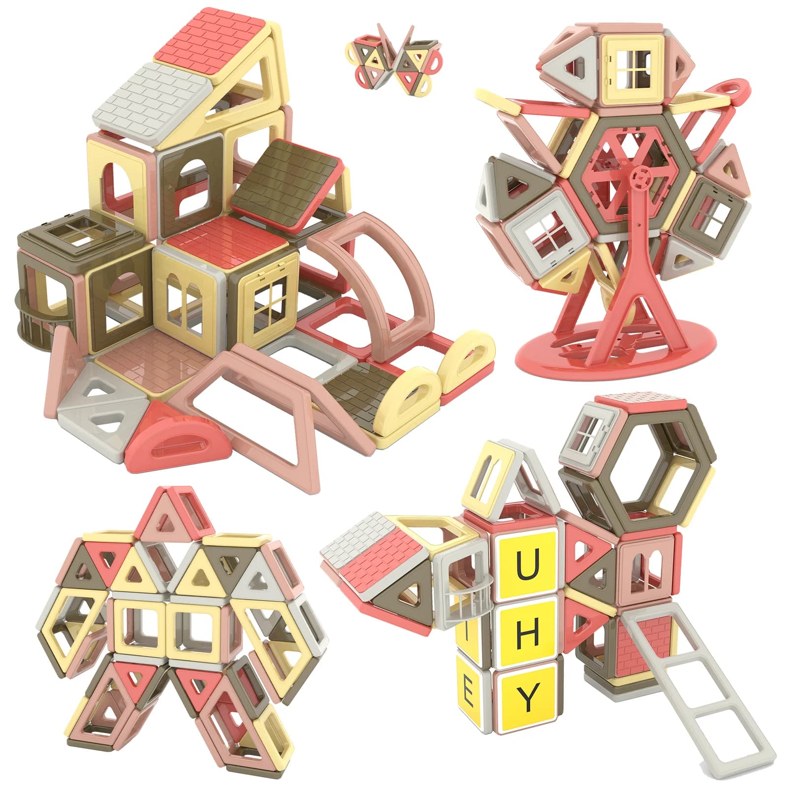 138 pezzi di piastrelle magnetiche set di costruzione 3D giocattoli da costruzione STEM per ragazzi e ragazze di età compresa tra 5 e 6-8 anni per giochi ricreativi