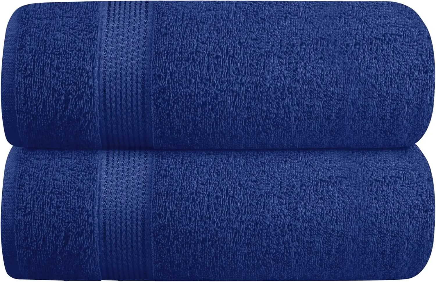 Confezione da 2 asciugamani da bagno in cotone extra large 28x55 pollici, ultra assorbenti, ad asciugatura rapida, leggeri, per palestra, viaggi, piscina - Blu navy