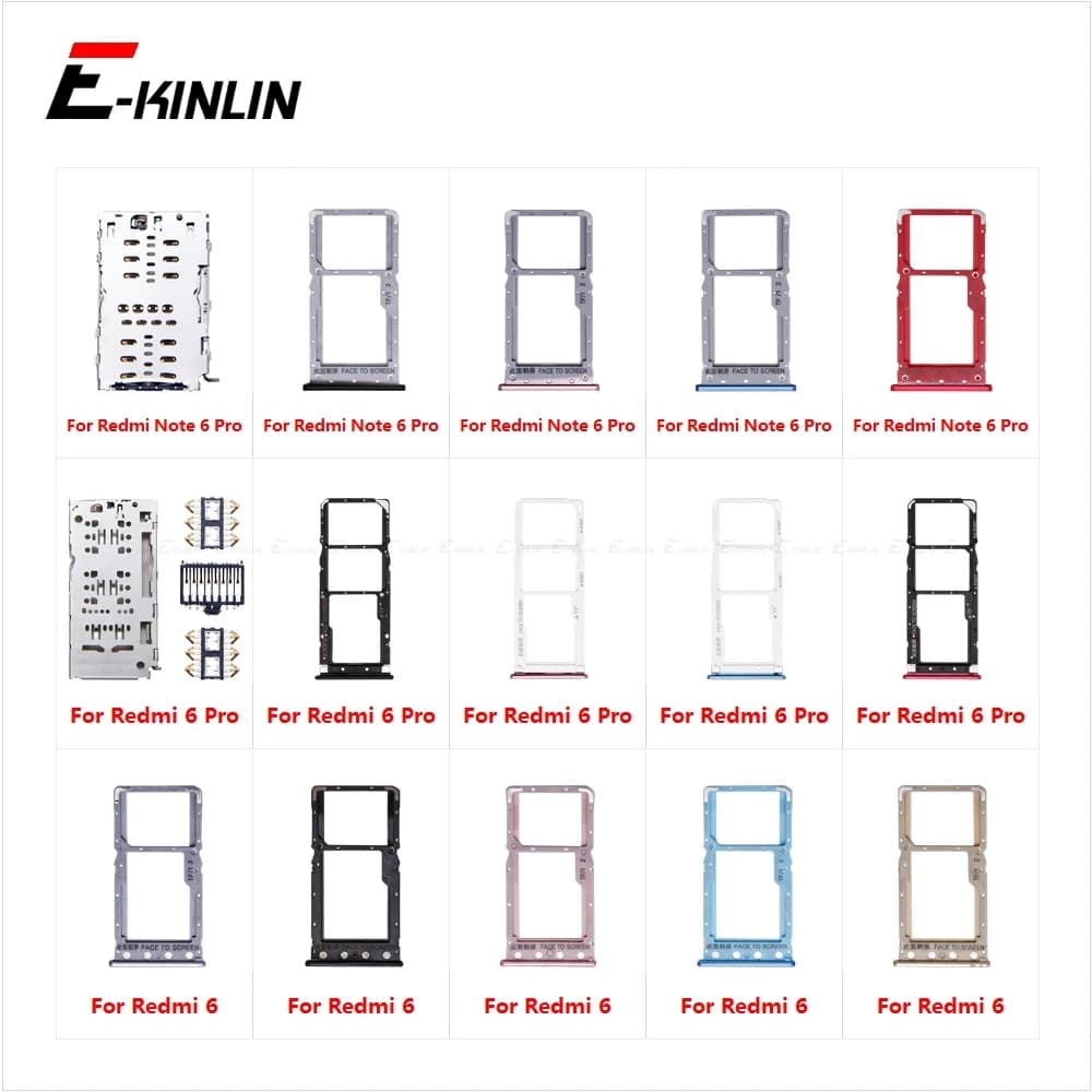 Micro SD Sim Card Tray Socket Slot Adapter Connector Reader For XiaoMi Redmi 6 Note 6 Pro Container Holder Replacement Parts