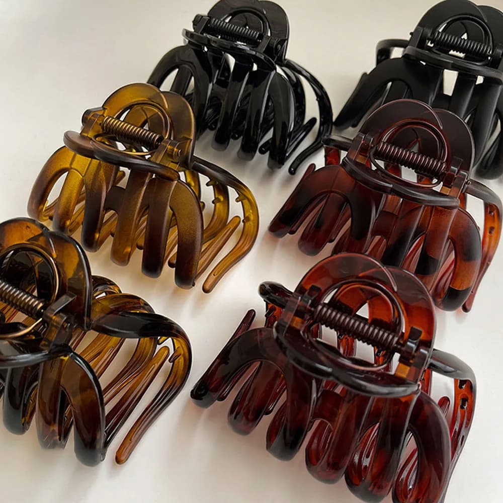 Fermagli per capelli in zucca acrilica Artiglio per capelli alla moda semplice scavato per le donne Temperamento vintage Shark Y2k Fermagli per capelli alla moda